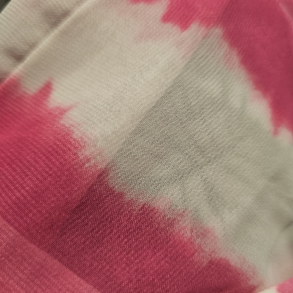 H&M pink white stripe sleeveless chiffon flare high-low mini dress sz 13-14Y US - Picture 5 of 8